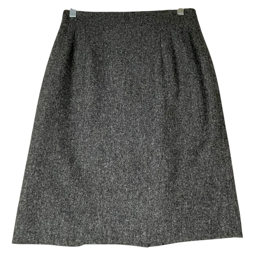 Jones New York Vintage Gray Wool Business Casual Collegiate Pencil Skirt - Sz 8